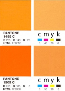 Full color of PMS kleuren, Drukwerk en verpakkingen gedrukt in Full color of PMS kleuren .jpg verschil oranje kleur