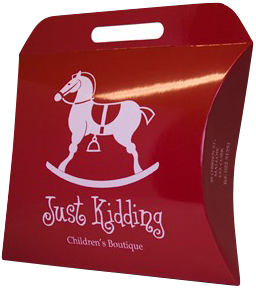 bedrukte gondeldoosje kussendoosje pillowbox met logo met handvat