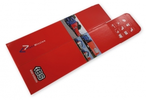 stevige bedrukte doos van golfkarton met logo in full color voor 1 wijnfles
