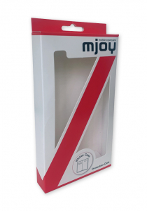 bedrukt hangend doosje met speciaal venster zonder folie voor telefoon wallet case in rood en zwart met logo