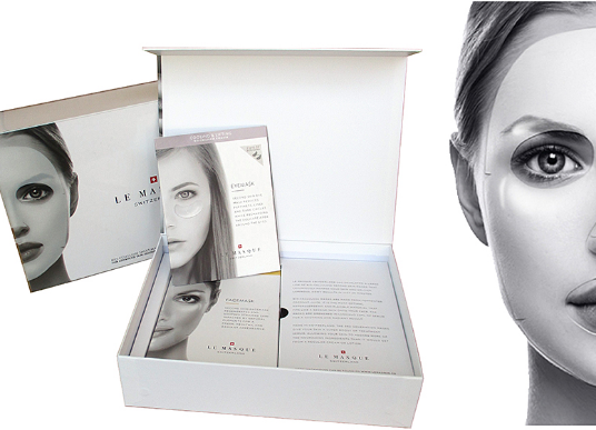 luxe bedrukte cosmetica doos voor sample nieuwe gezichtsmaskers met transparante sleeve in wit bedrukt