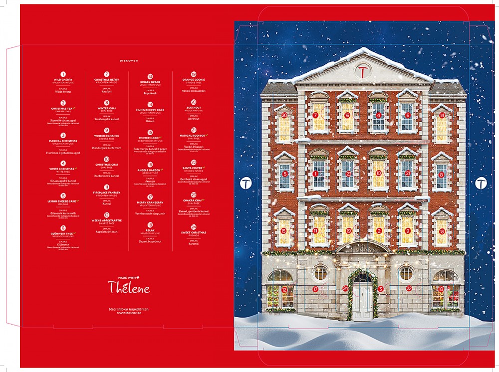 Adventsdoos bedrukken, adventskalender bedrukken met 24 vakjes in full color met logo