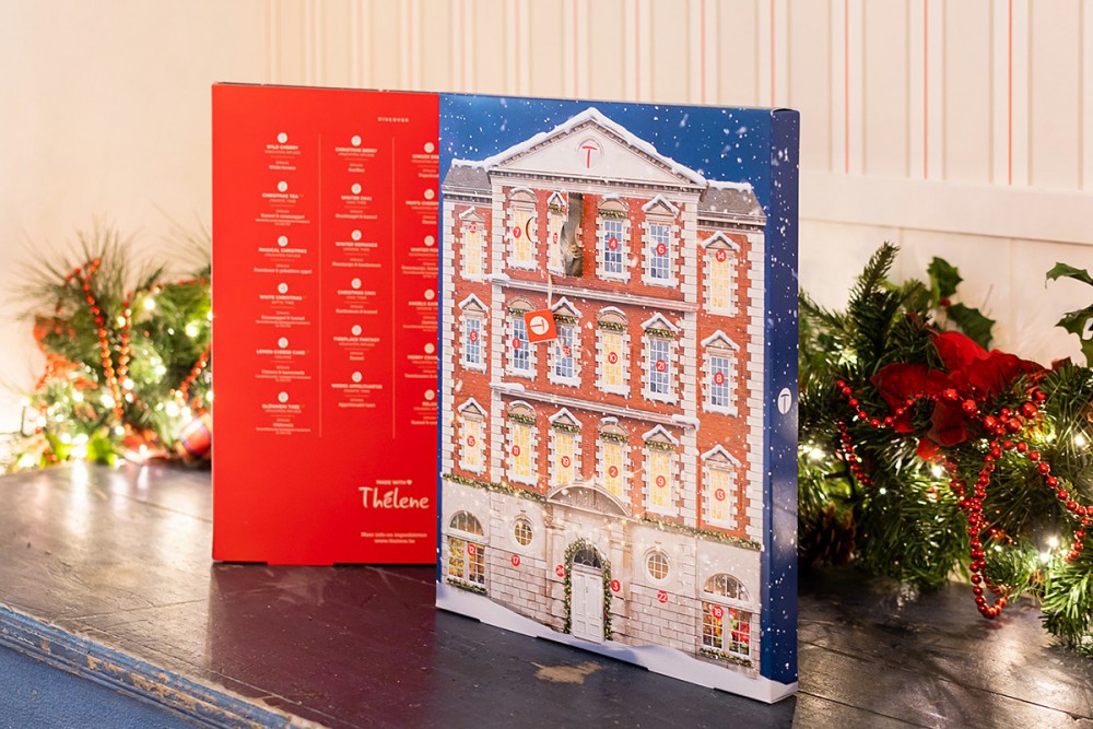 Adventsdoos laten maken bedrukte adventsdoos met 24 vakjes in full color, bedrukte adventskalender voor thee