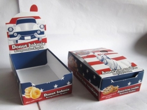 bedrukte displaydoos baliedisplay toonbankdisplay met pop up in full color voedselveilig met logo amerikaanse koekjes displaydozen