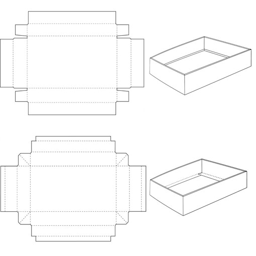 tekening template voor een doos met los deksel