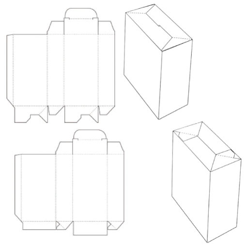 voorbeeld template tekening doosje met autolock bodem fefco 0713