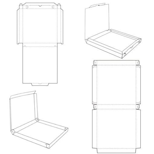 tekening template doos met vast deksel fefco 0427