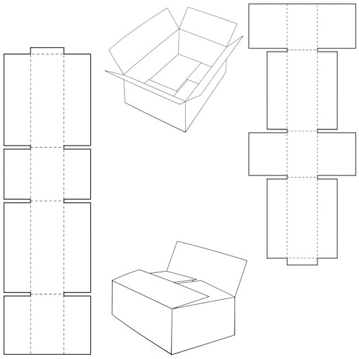 stanstekening template amerikaanse vouwdoos fefco 0204