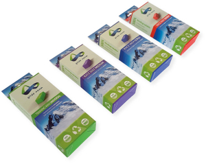 hangend doosje in full color bedrukt met logo voor serie ski was glide nano productverpakking wax bar met product foto
