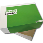 bedrukte gebaksdoos in groen en zwart voor kerststol oud en nieuw kerstmis met logo met los deksel relatiegeschenk, stol