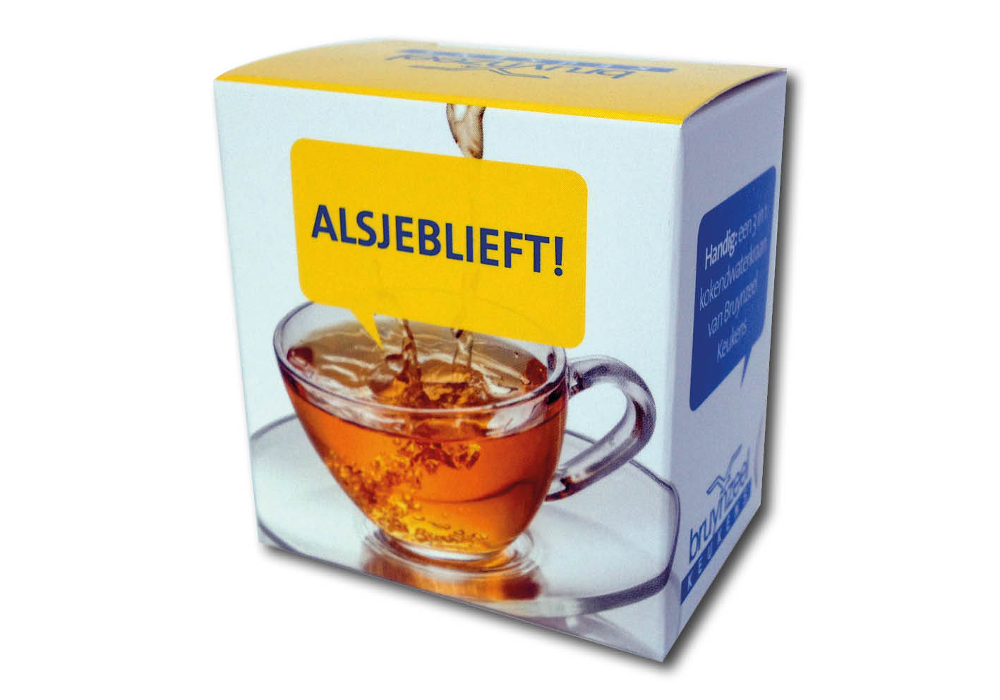 doosje met autolock bodem voor 6 zakjes thee in full color bedrukt met logo