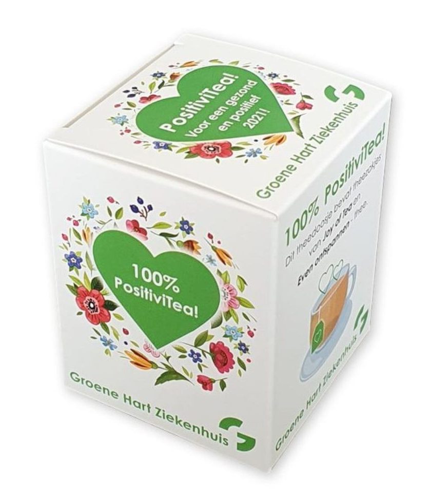 bedrukte-theedoosje-voor-losse-zakjes-thee-in-full-color-bedrukt-met-logo-groene-hart-ziekenhuis-100-positiviTea