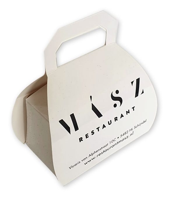 bedrukte cadeaudoos presentje giveaway met logo tasdoosje restaurant masz