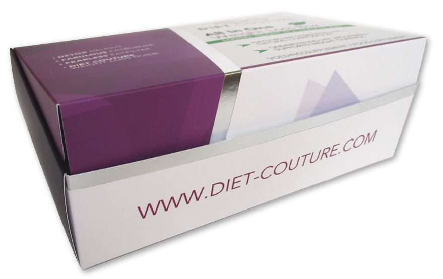 luxe bedrukte klepdoos in full color met logo met zilverinkt all in one dieet weight loss box met vaste klep